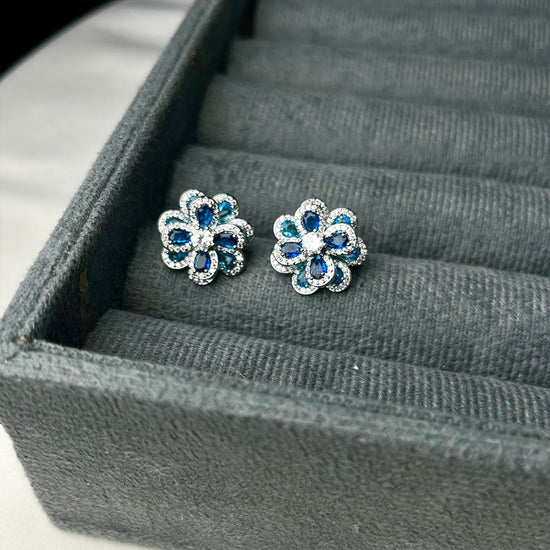 Aqua Petal Studs