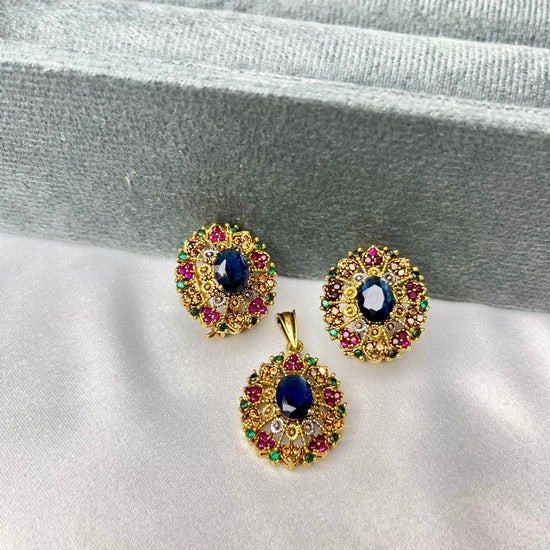 Sapphire Grace Pendant Set
