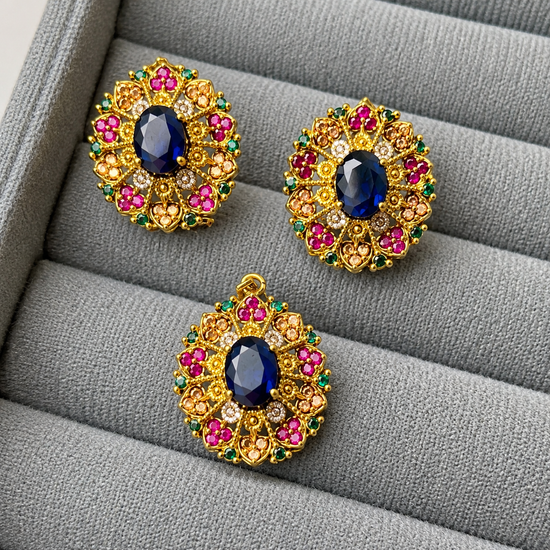 Sapphire Grace Pendant Set