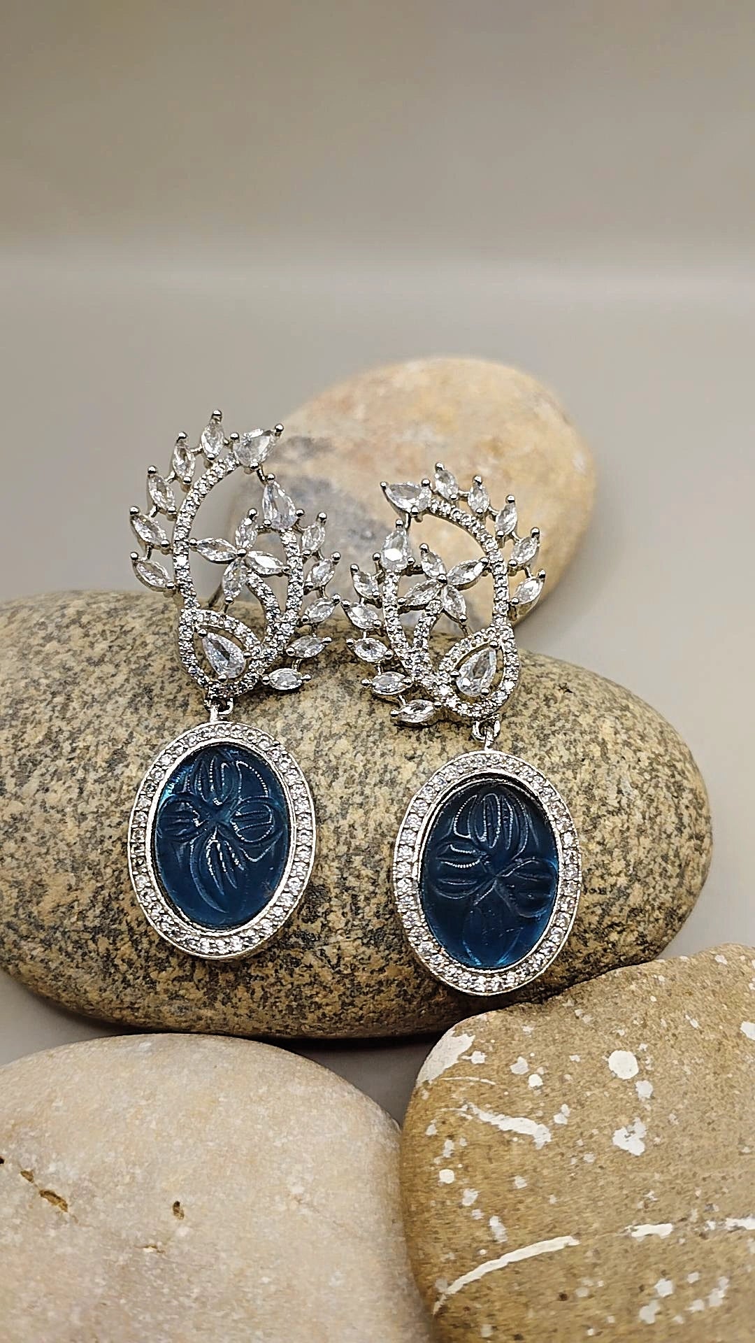 Graceful Arc - Carved stone earrings