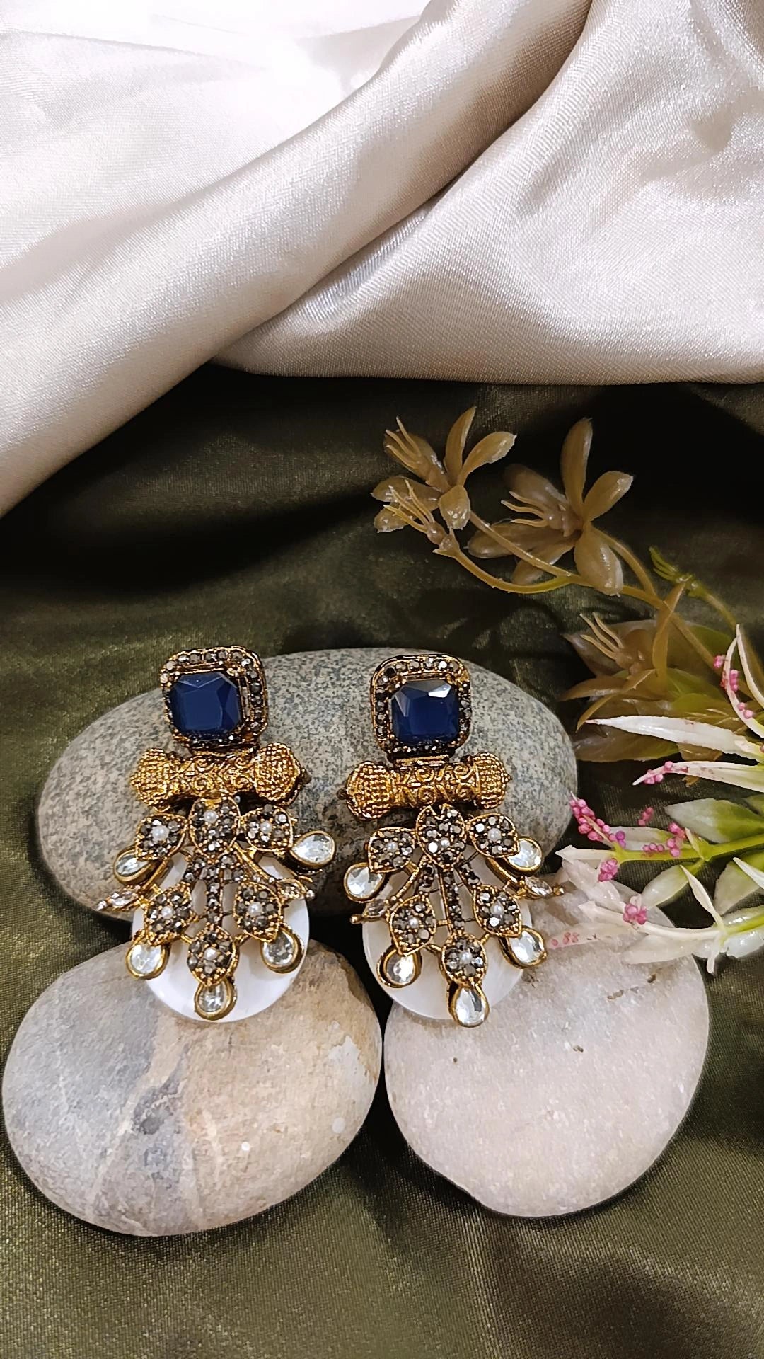 Mirage Magic - Embellished stone studded turkish inspired seap earrings