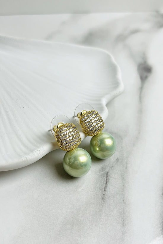 Pave Perfection Pearl Earrings