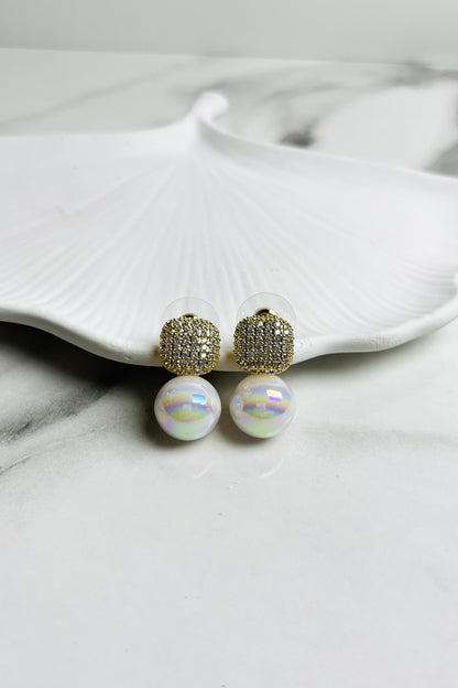 Pave Perfection Pearl Earrings
