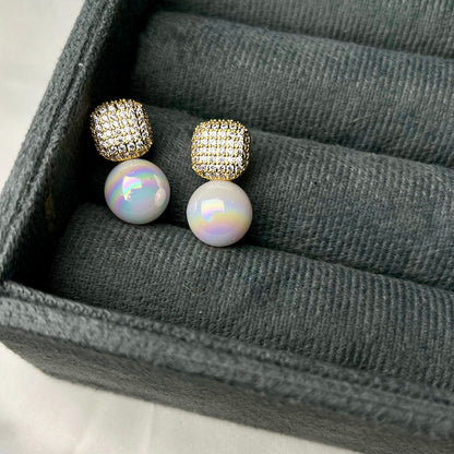 Pave Perfection Pearl Earrings