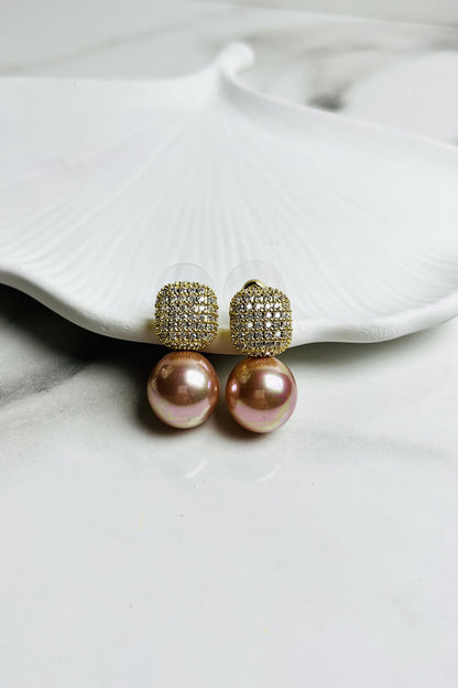 Pave Perfection Pearl Earrings
