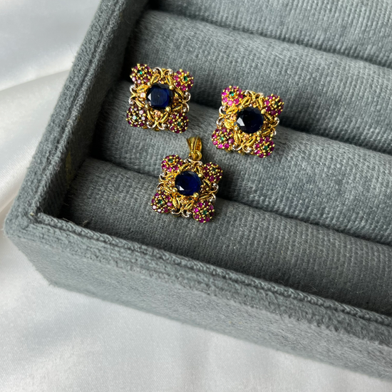 Azure Blossom Pendant Set