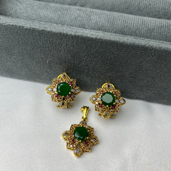 Jade Blossom Pendant Set