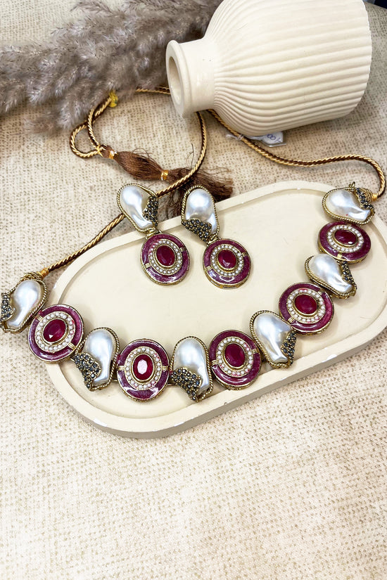 Maroon Mystique Choker Set