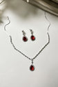 Ruby Red Cascade Necklace Set