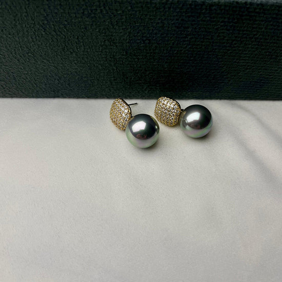 Pave Perfection Pearl Earrings
