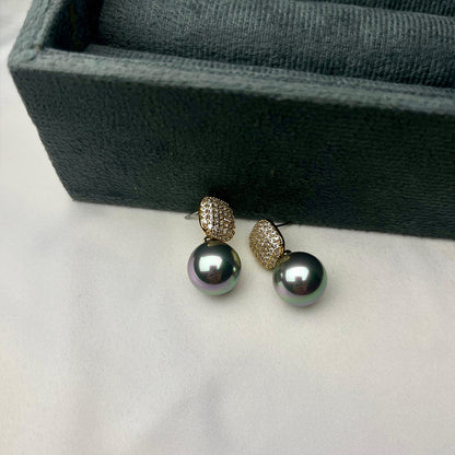 Pave Perfection Pearl Earrings