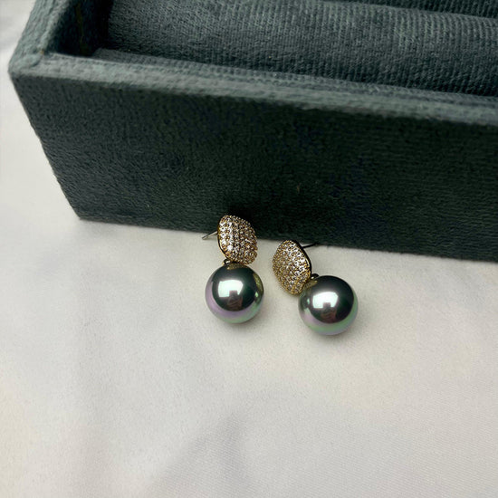 Pave Perfection Pearl Earrings