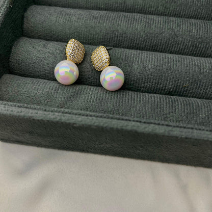 Pave Perfection Pearl Earrings