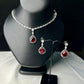 Ruby Red Cascade Necklace Set
