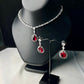Ruby Red Cascade Necklace Set
